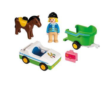 Playmobil® Spielwelt 1 2 3 PKW mit Pferde-Anhänger Auto Bauernhof, 70181 Pferd Hof Spielzeug-Set