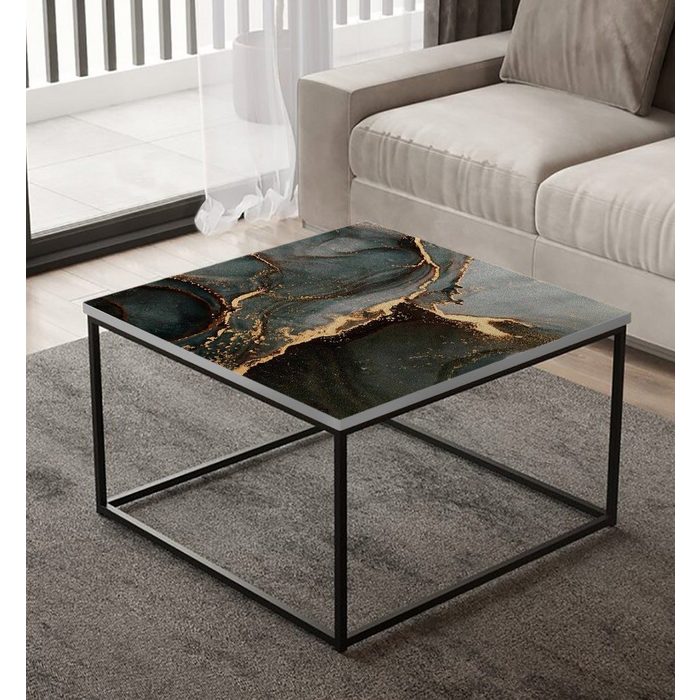 MyMaxxi Möbelfolie MyMaxxi - selbstklebende Tischfolie abstrakte Marmor Wellen grün kompatibel mit Ikea Lacktisch Risse gold Stein Möbelfolie Aufkleber - blasenfrei zu verkleben