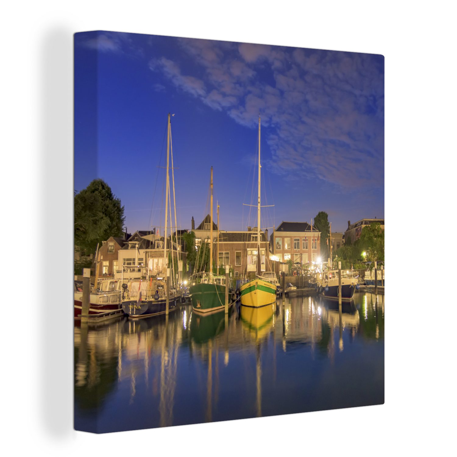 OneMillionCanvasses® Leinwandbild Hafen - Boot - Niederlande, (1 St), Leinwand Bilder für Wohnzimmer Schlafzimmer