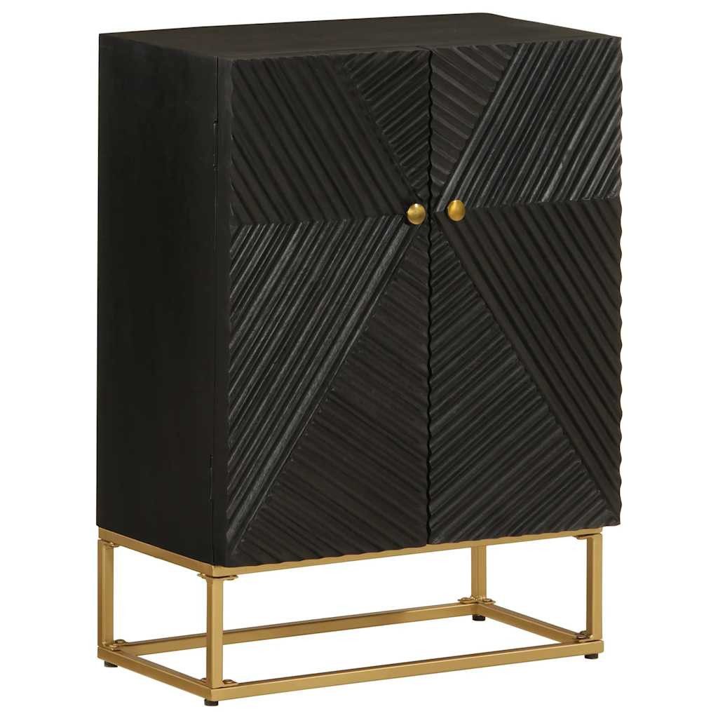 vidaXL Schranksystem Sideboard Schwarz 55x30x76 cm Massivholz und Eisen (1-St)