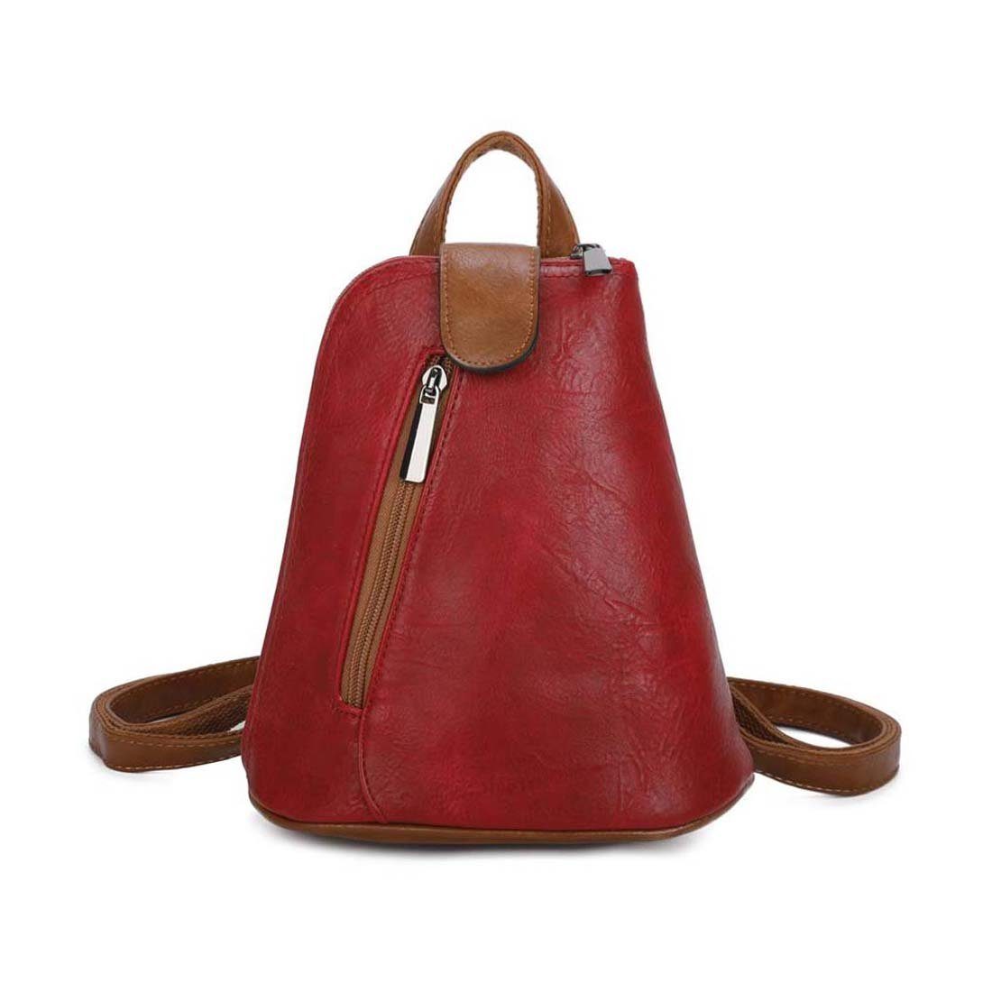 ITALYSHOP24 Rucksack Damen Tasche Schultertasche Crossover, kleiner Rucksack, Umhängetasche / Handtasche tragbar