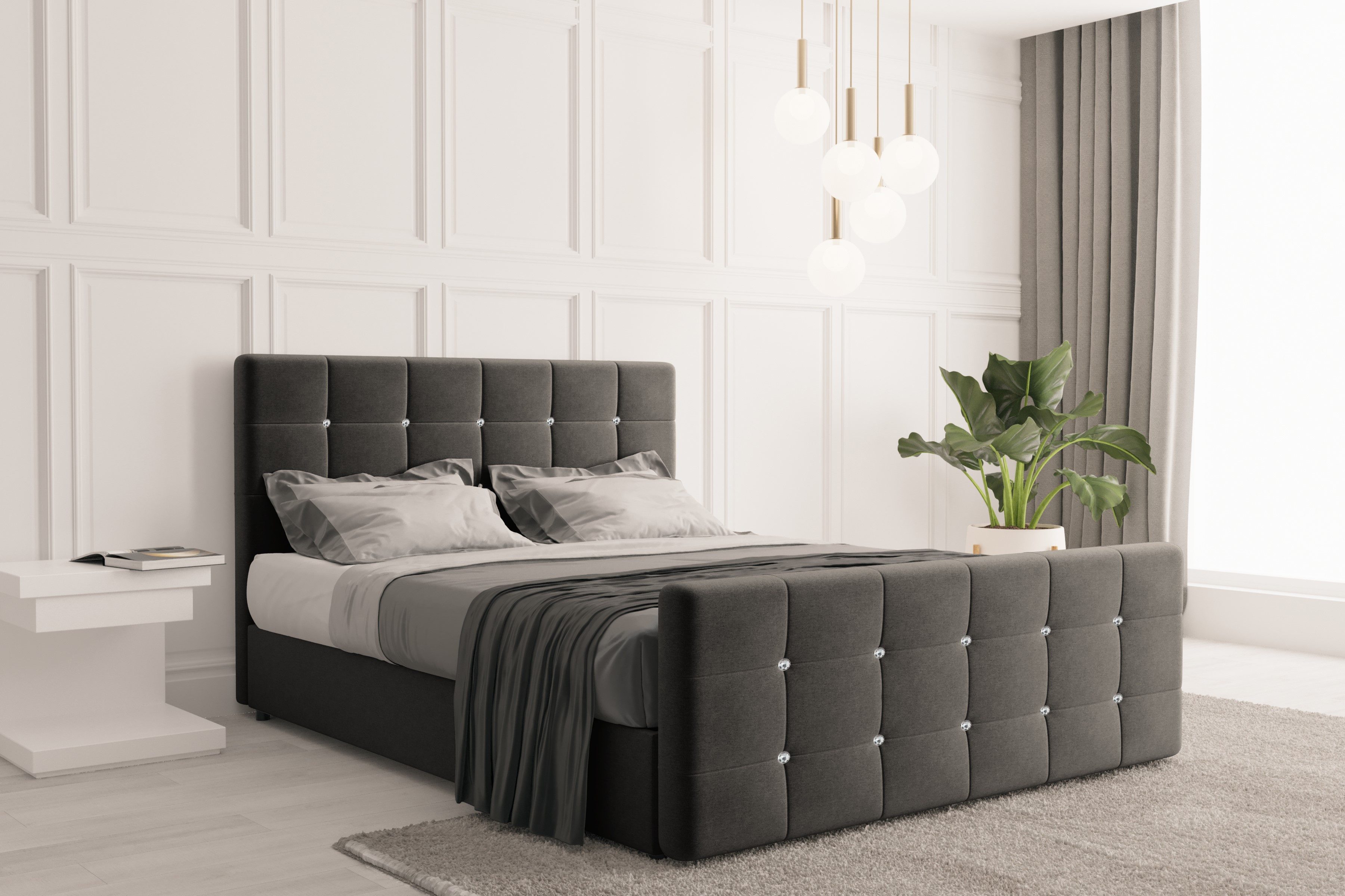 Kaiser Möbel Boxspringbett mit bettkasten und matratze, Schlafzimmerbett ROMA stoff Soro, Topper, Container