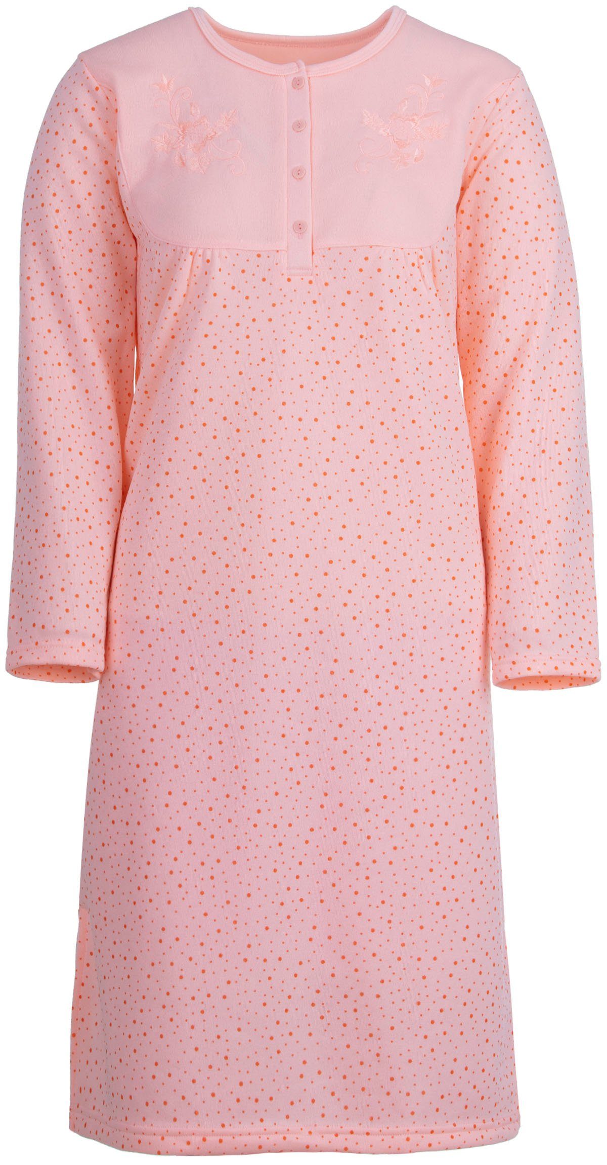 zeitlos Nachthemd Thermo Nachthemd - Punktemix mit Stickerei günstig online kaufen