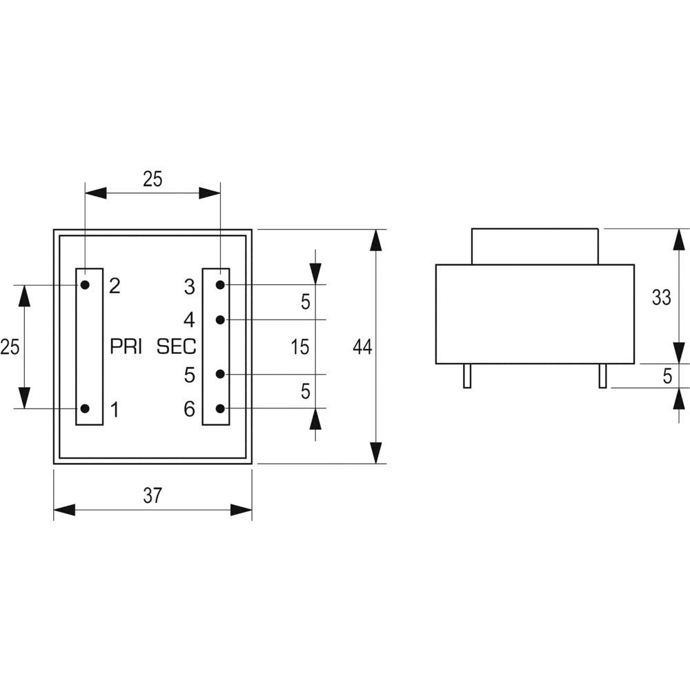 Block BLOCK VC 5,0/2/12 Printtransformator 1 x 230 V 2 x 12 V/AC 5 VA 208 mA Trafo
