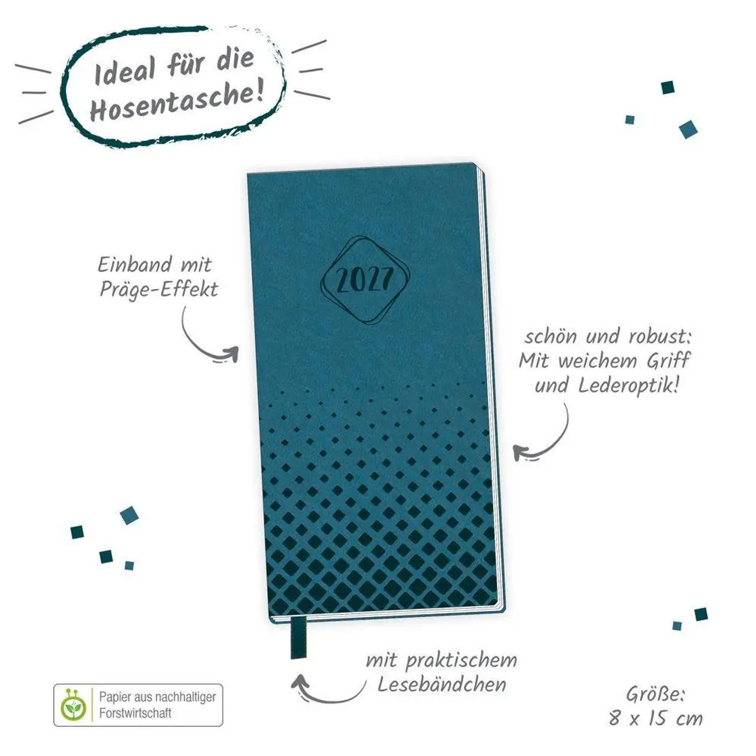 Trötsch Verlag Taschenkalender TRÖTSCH - Taschenterminer Soft Touch Petrol 2027