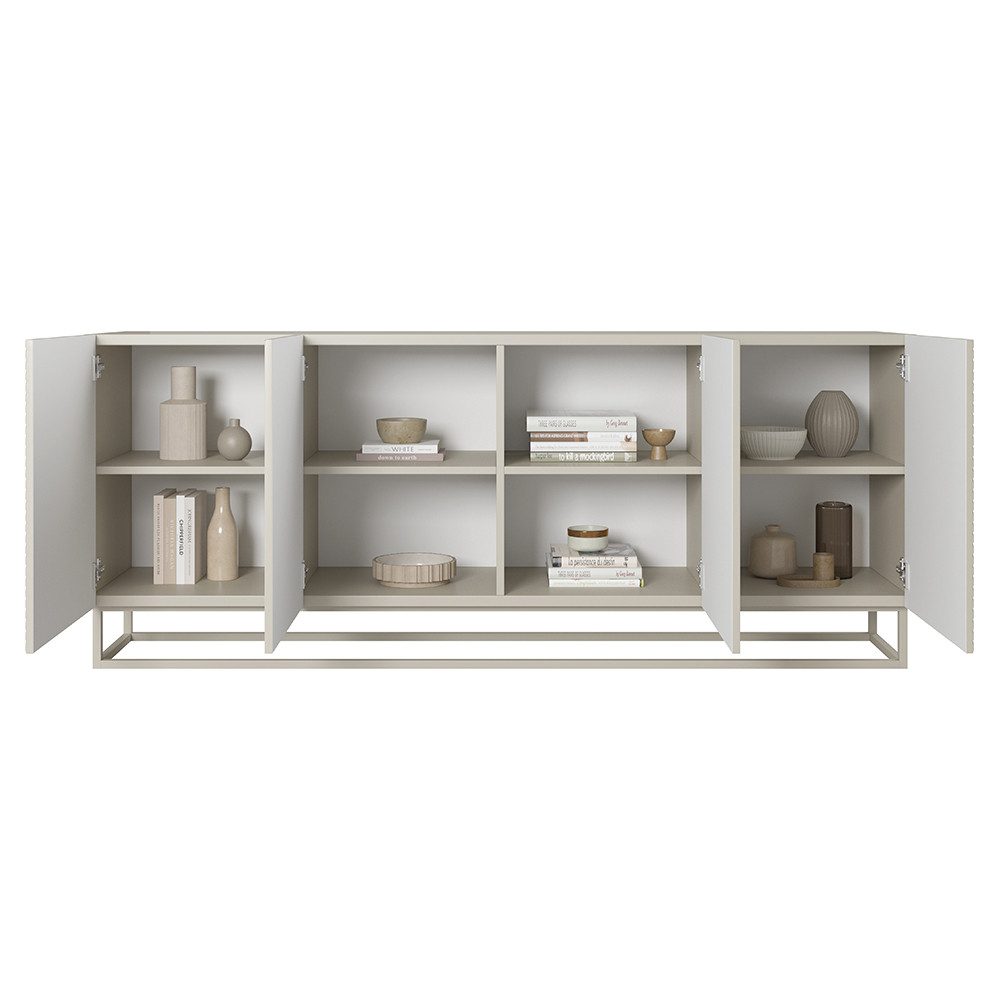 Lomadox Sideboard ADARE-141, 200 cm breit, kaschmir mit gerillter Front, Me günstig online kaufen
