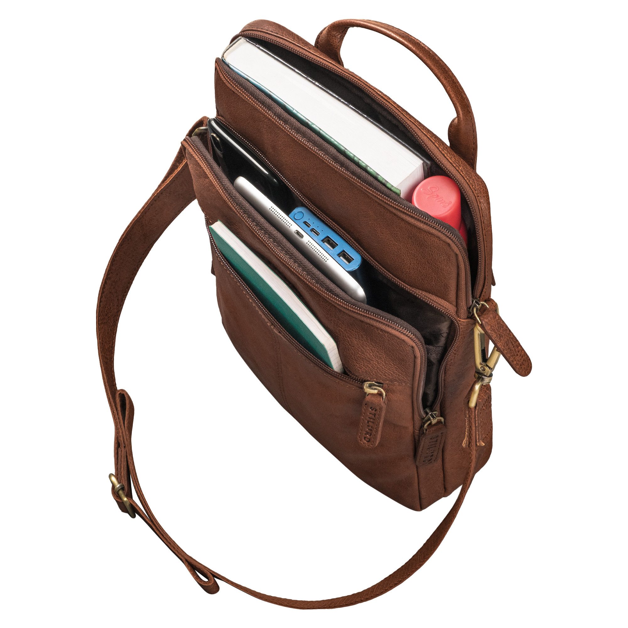 STILORD Schultertasche "Stellan" Schmale Laptop-Tasche Leder 13,3 - 14 Zoll