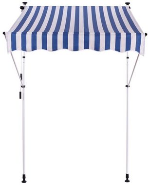 TPFGarden Klemmmarkise Wendy - Sonnenschutz für Mietwohnungen, Balkone, Terrassen (Hochwertige Balkonmarkise aus UV-beständigem Polyester, 1-St., Stabile Outdoor-Markise - Sonnenschutzfaktor UV50) Rostfreies Edelstahlgestell - Maße (BxT): 300 x 120 cm - weiß/blau