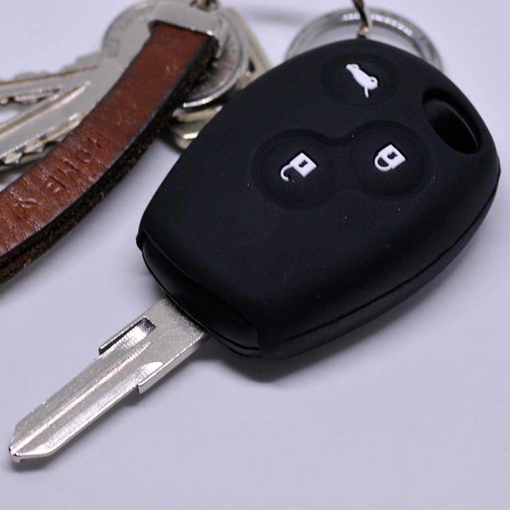 für TWINGO Softcase Schwarz, Renault Logan DOKKER LODGY SANDERO Duster CLIO Silikon Dacia mt-key Schutzhülle Schlüsseltasche Autoschlüssel