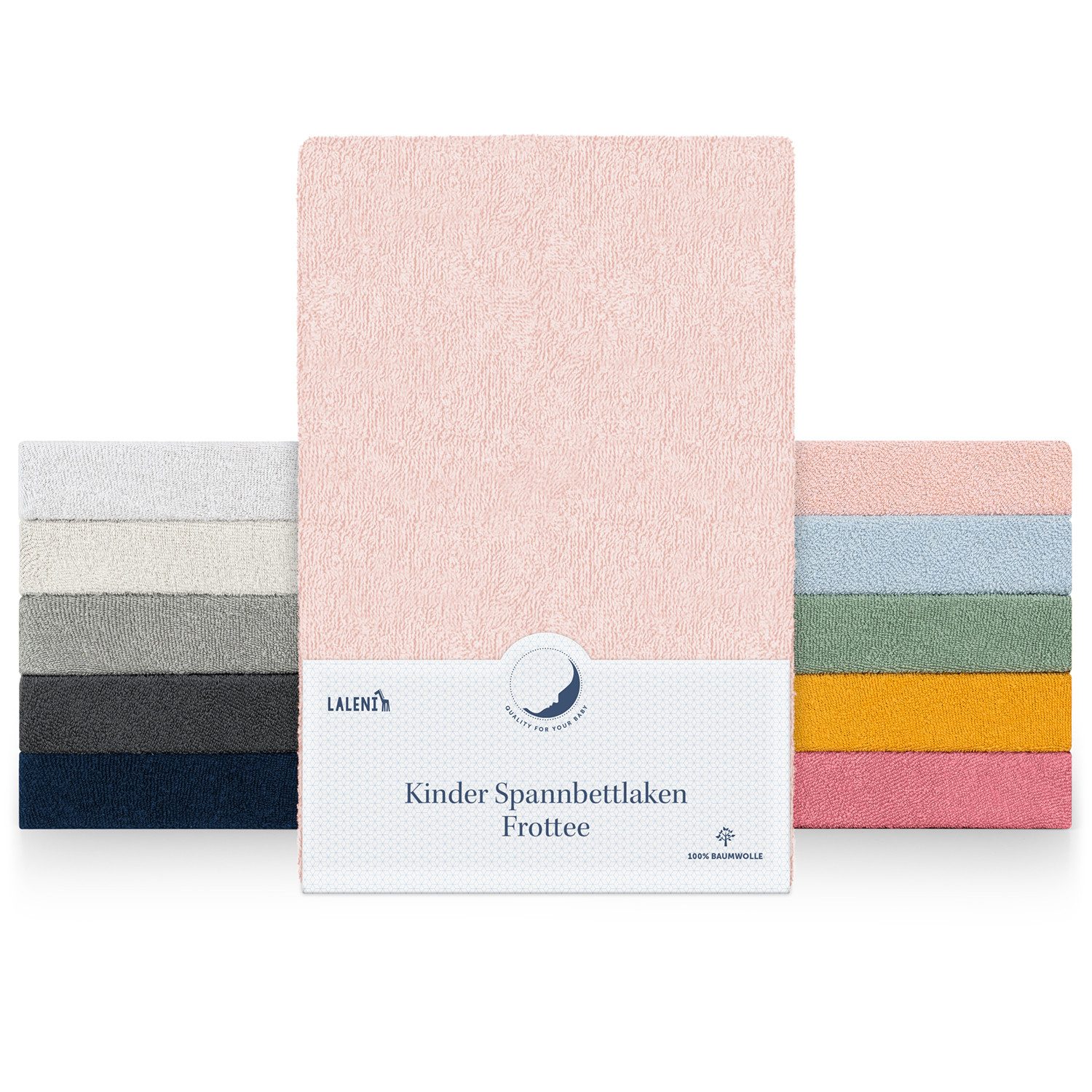 Laleni Spannbettlaken Frottee für Babybett und Kinderbett, Gummizug: rundum, (2 Stück), in verschiedenen Größen & Farben von Laleni
