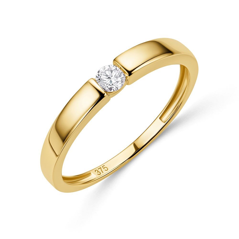 Miore Verlobungsring Damen 9K Gelbgold Solitär Diamant in 0,05ct, 0,10ct, 0,15ct, 0,25ct, in Spannfassung - Echtgold