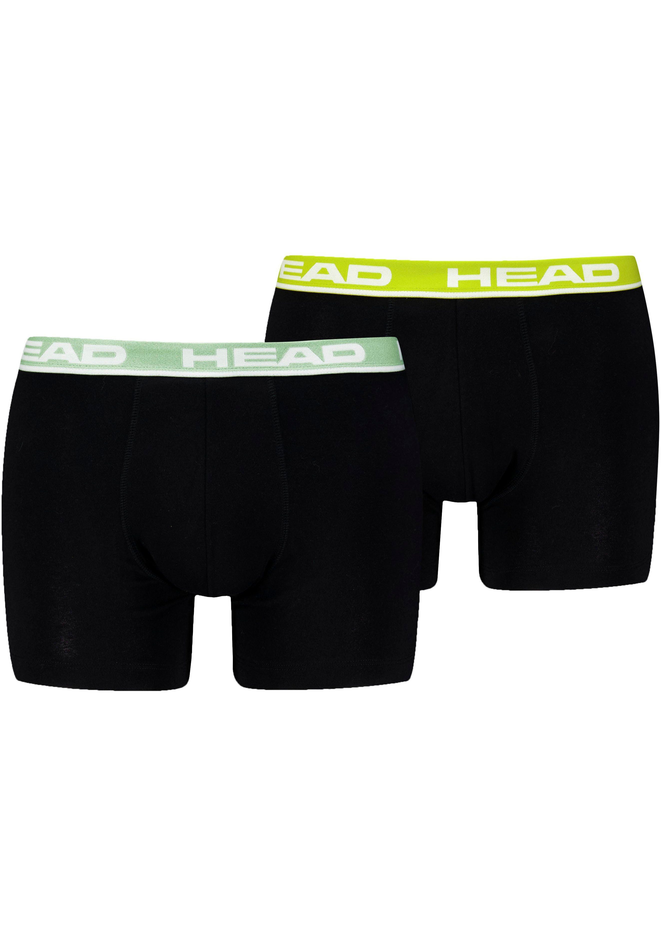 Head Boxershorts (2-St) Trunks aus superweicher Baumwolle grün-schwarz