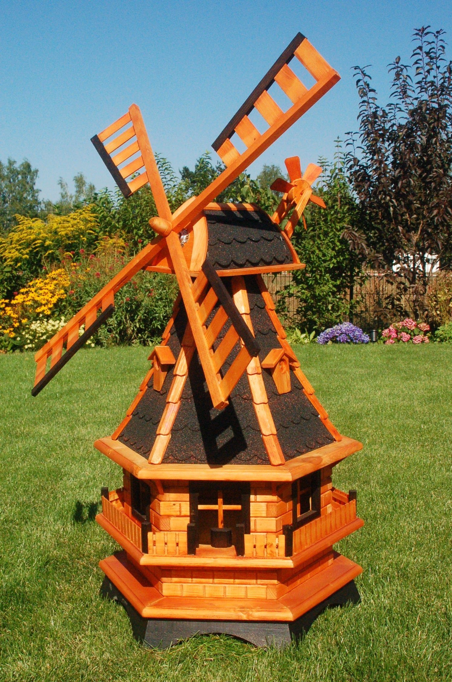 bitum, cm 100 HANNUSCH 95 DEKO Windmühle WM Norddeutsche SHOP DSH Gesamthöhe: Gartenwindmühle dunkel Gartenfigur