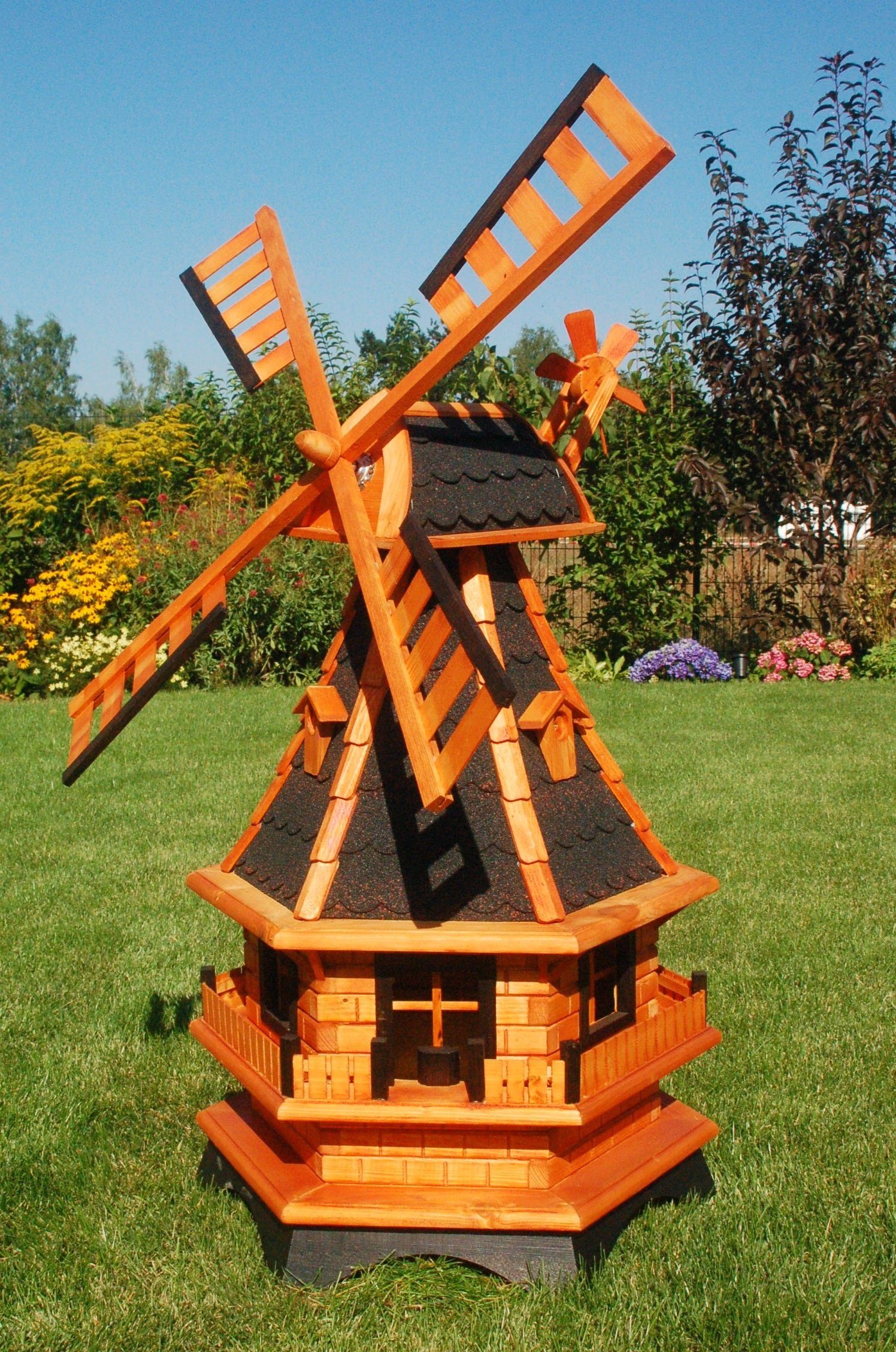 DSH DEKO SHOP HANNUSCH Gartenfigur Gartenwindmühle WM 95 bitum, Norddeutsche Windmühle Gesamthöhe: 100 cm