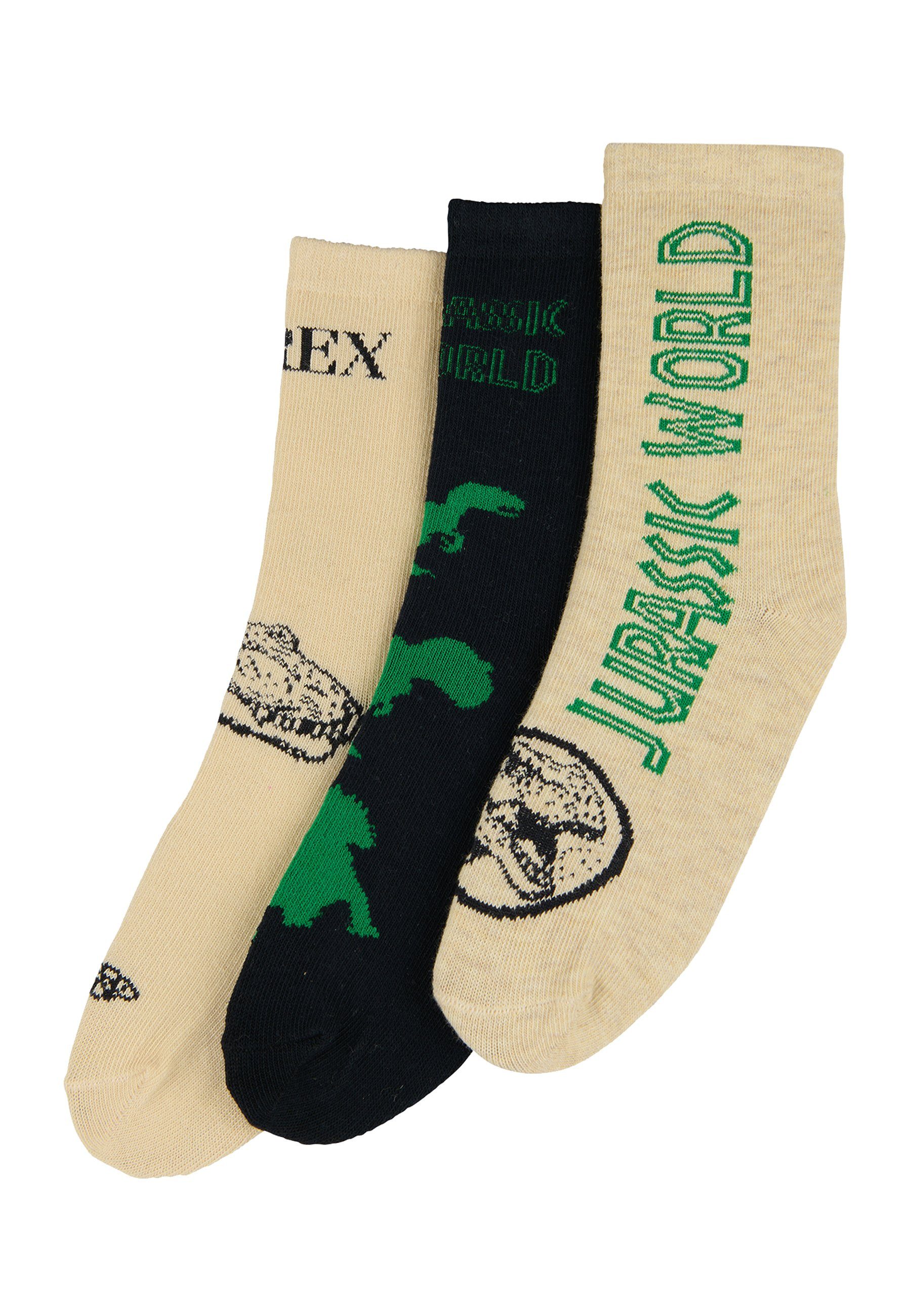 Socken World (3-Paar) ONOMATO! Jurassic Kinder 3er Pack Jungen Socken