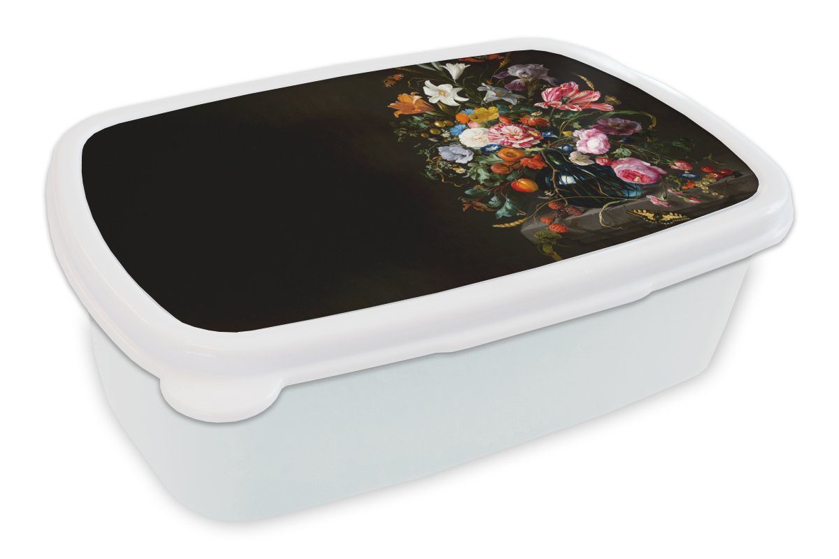 Meister Brotdose, und Davidsz de Vase - weiß Jan Kunst Blumen Lunchbox - Brotbox für Mädchen Kinder und Erwachsene, mit - Alte für (2-tlg), MuchoWow Heem, Kunststoff, Jungs