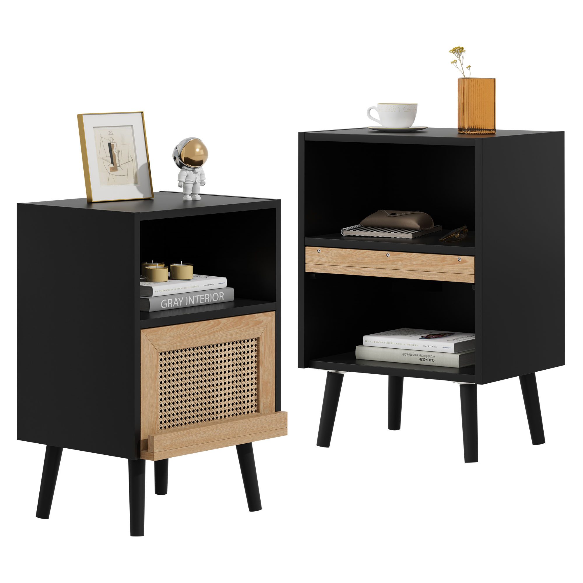 UEV Nachttisch Rattan, Beistellschrank mit Beine, Sofatisch (40 x 30 x 60cm günstig online kaufen