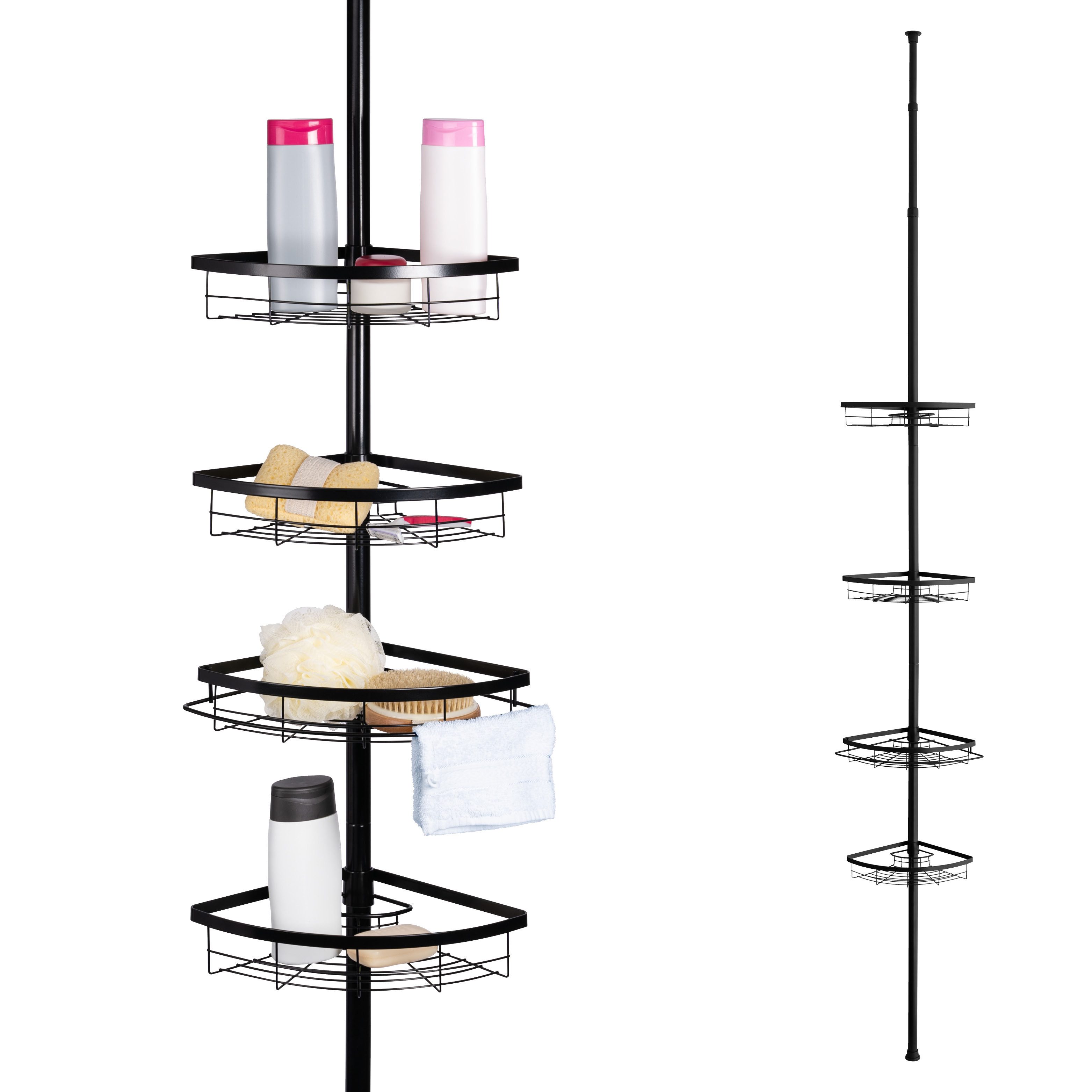 bremermann Eckregal Teleskop-Eckregal, 4 Körbe, Stange bis max. ca. 290 cm, schwarz