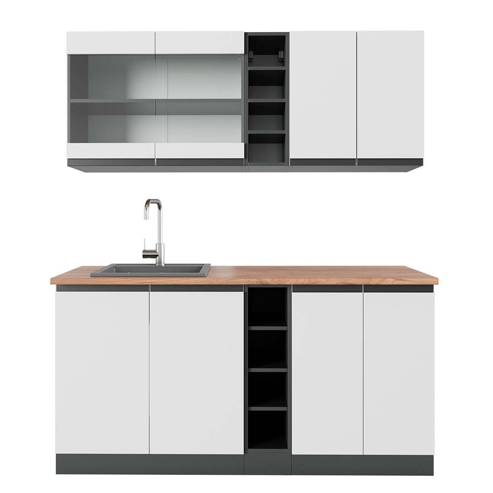 Vicco Küchenzeile R-Line, Weiß/Anthrazit, 160 cm, günstig online kaufen