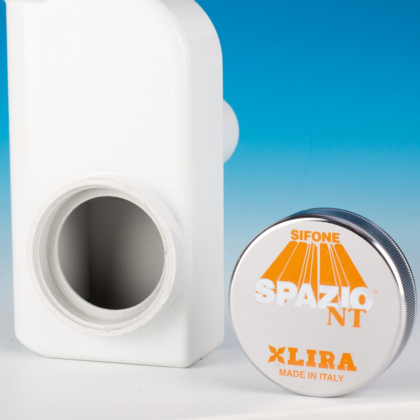 SO-TECH® Siphon Raumsparsiphon 32 - 40 mm Ablaufgarnitur f. Küche und Bad, Raumspar-Siphon weiß mit Reinigungsöffnung & Geräteanschluss