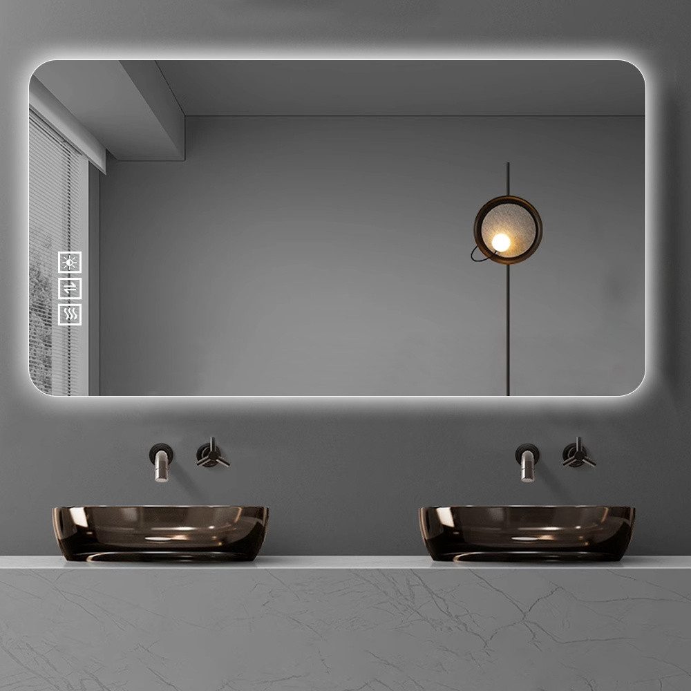 REDOM Spiegel Rahmenloser LED-Badezimmerspiegel (mit Antibeschlag-Funktion Silber, 1-St., 60*100cm)