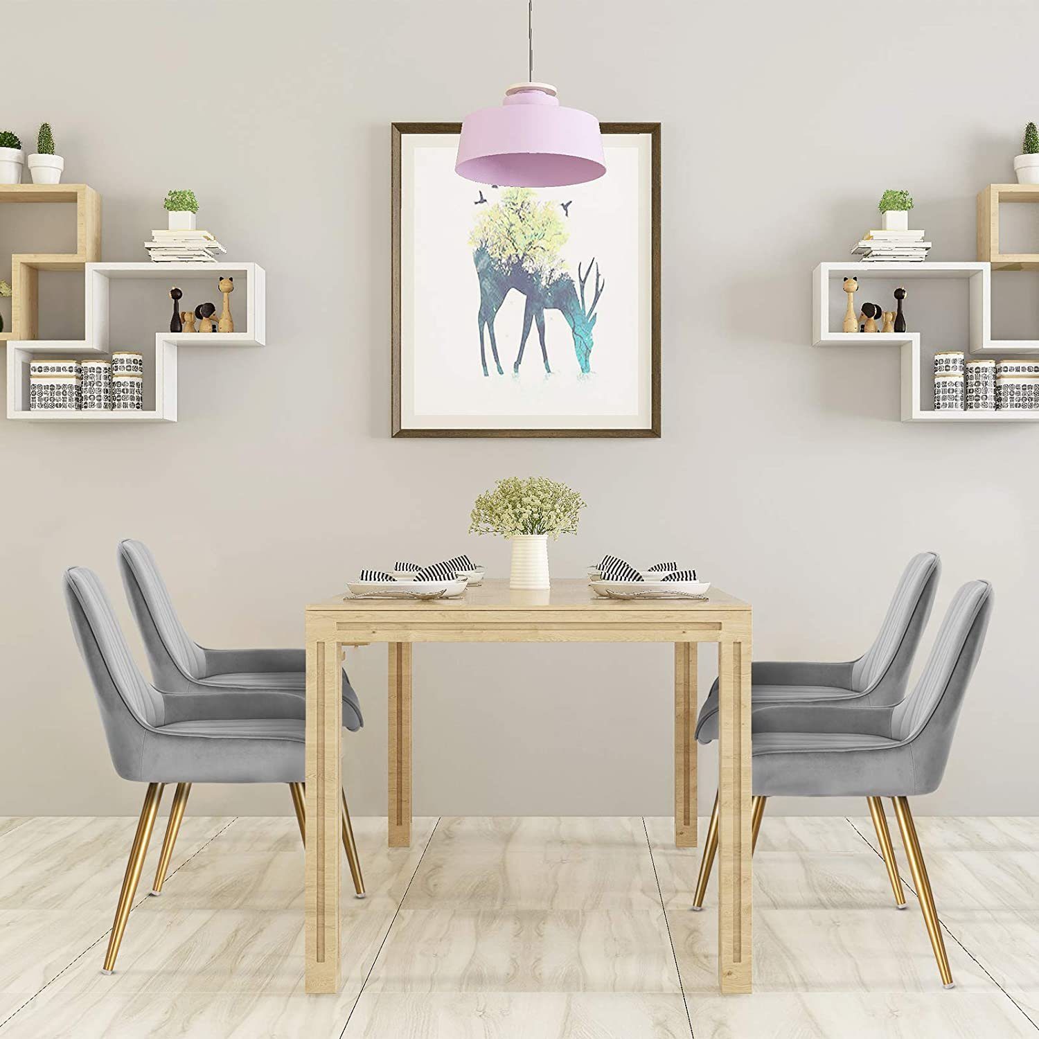 EUGAD Esszimmerstuhl (2 St), Retro, Sitzfläche aus Samt, mit Metallbeine günstig online kaufen