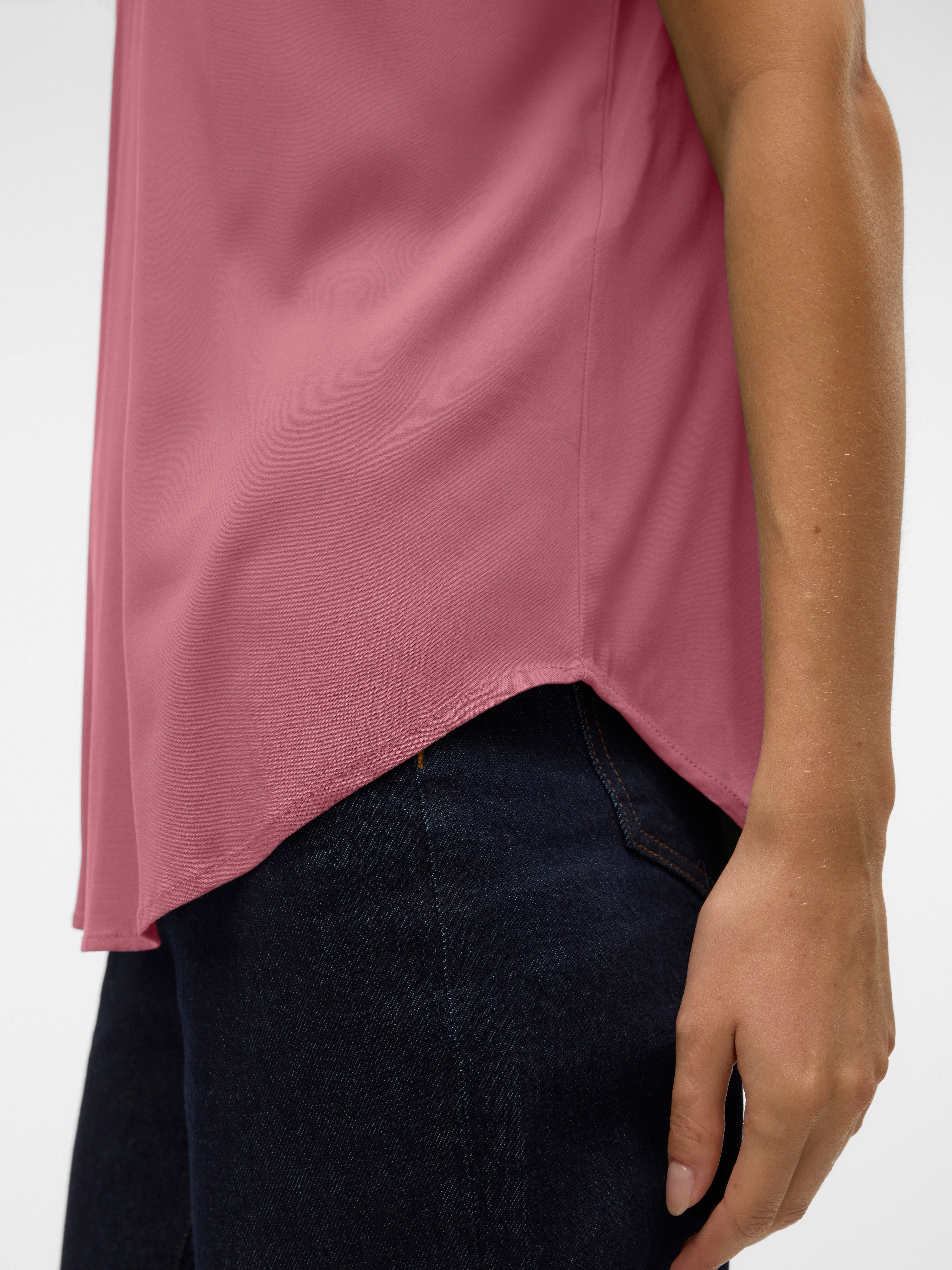 Vero Moda Blusenshirt VMBELLA SS TOP WVN GA NOOS Viskosemischung, abgerundeter Saum