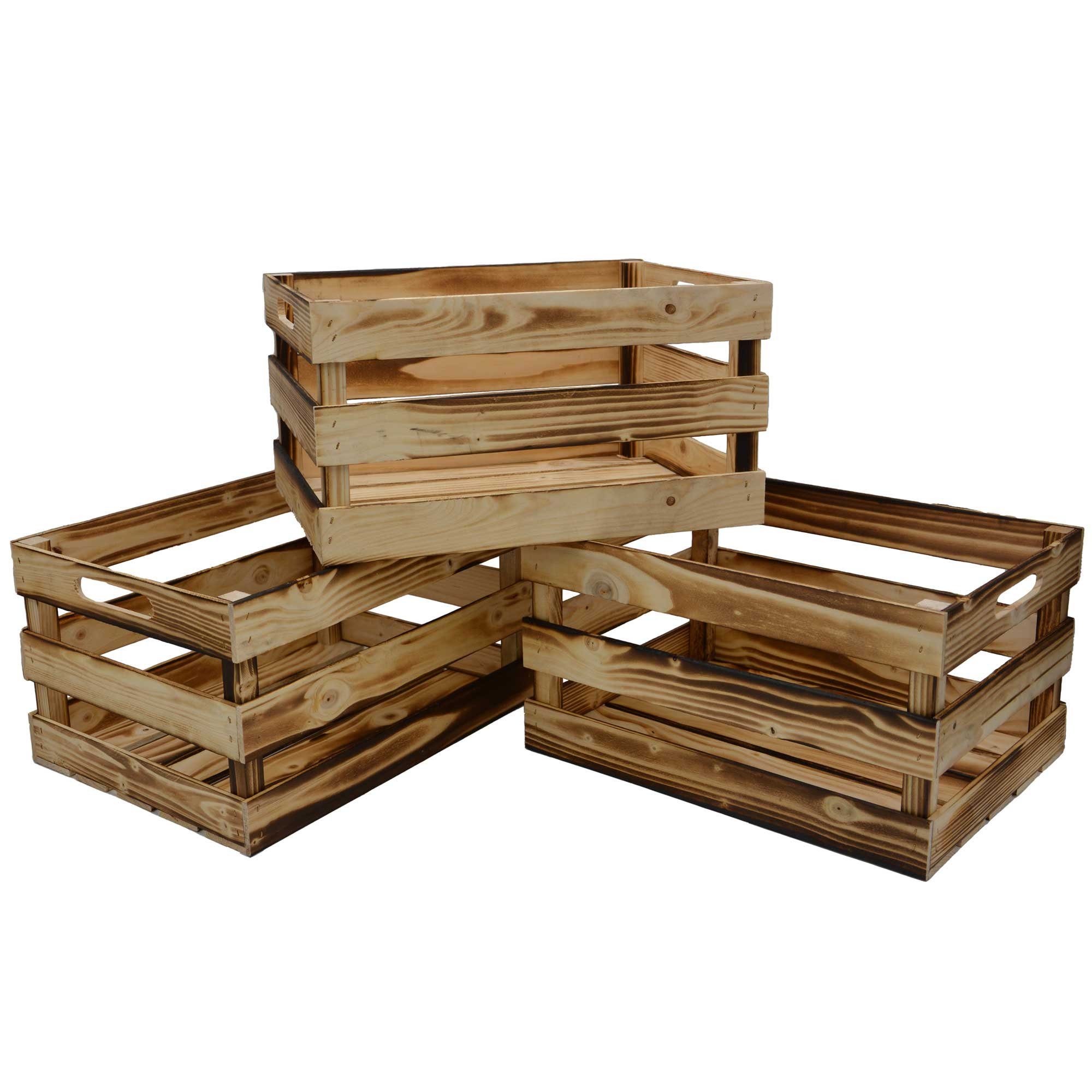 Dekokiste Holzkiste Geflammt 3er Set
