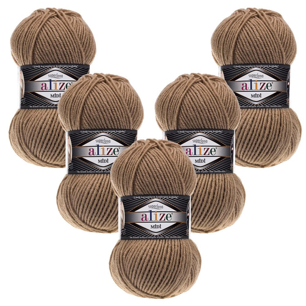 Alize 5 x ALIZE Superlana Midi Häkelwolle, 170 m, Yarn,Strickgarn,Handstrickgarn