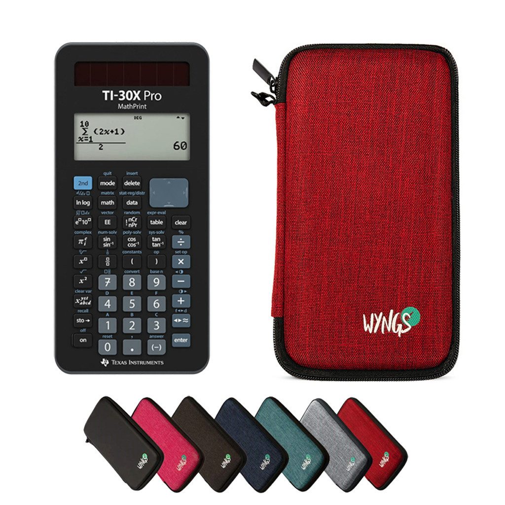 Taschenrechner TI-30X Pro MathPrint inkl. WYNGS Schutztasche Rot