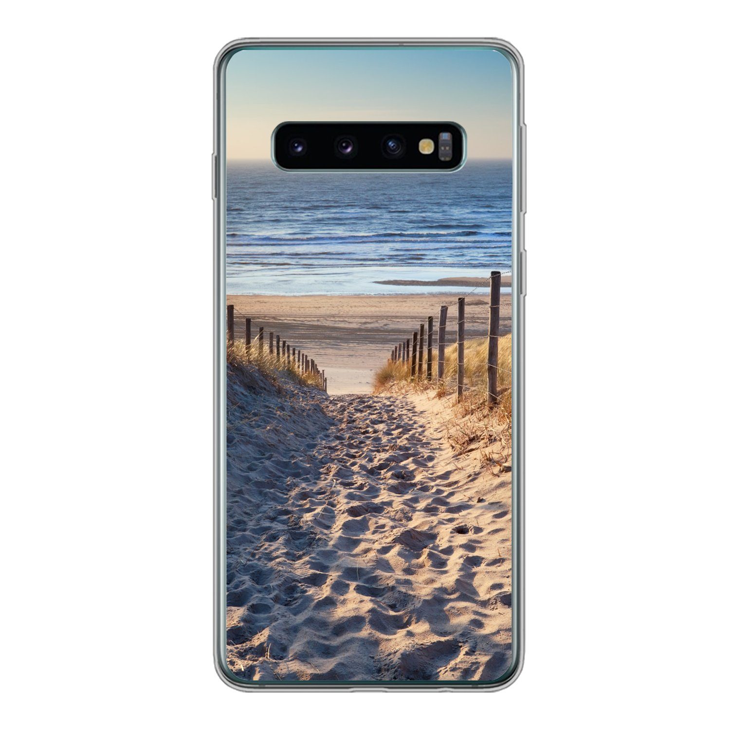 MuchoWow Handyhülle für Samsung Galaxy S10 Strand - Meer - Niederlande - Dünen - Sonne, Phone Case, Silikon, Schutzhülle Dünn