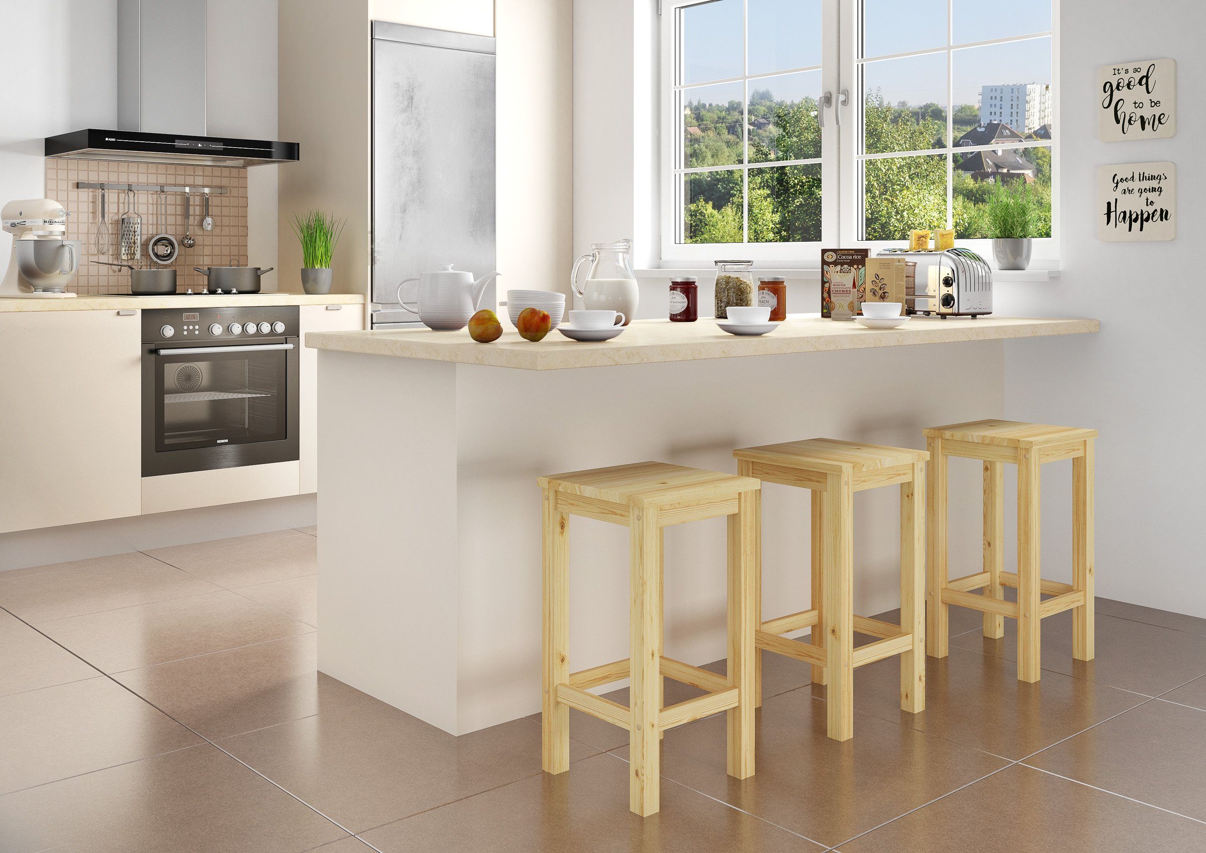 ERST-HOLZ Arbeitshocker Barhocker Kiefer Massivholz Tresenhocker Wählbar in günstig online kaufen