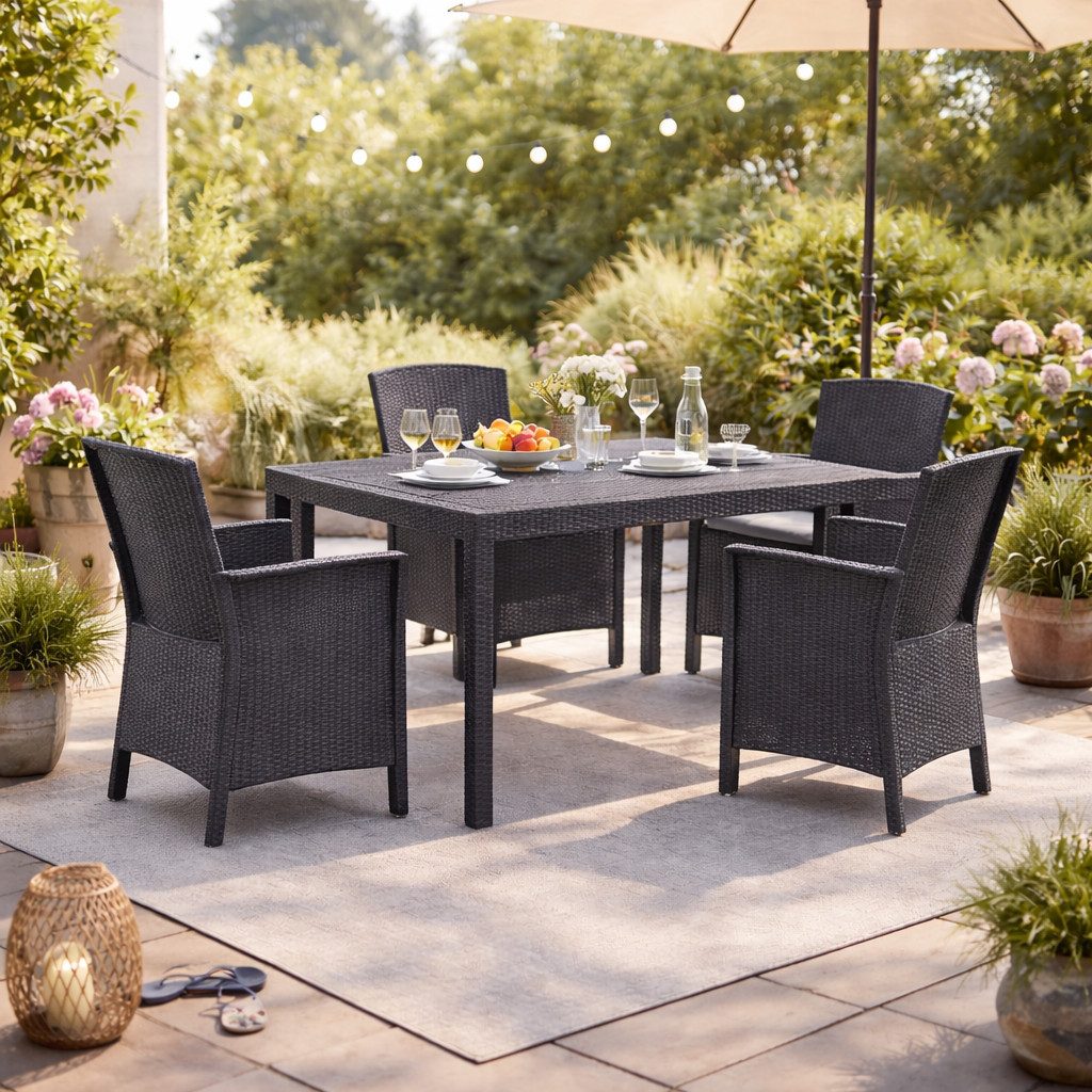 Bica Garten-Essgruppe Lido – 5-teilig, 4 Sessel & Esstisch, Rattanoptik, we günstig online kaufen
