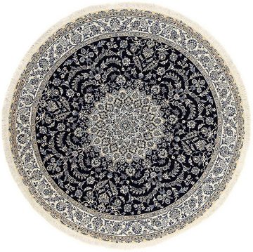 Orientteppich Perser - Nain - Royal rund - 260 x 260 cm - dunkelblau, morgenland, rund, Höhe: 10 mm, Wohnzimmer, Handgeknüpft, Einzelstück mit Zertifikat