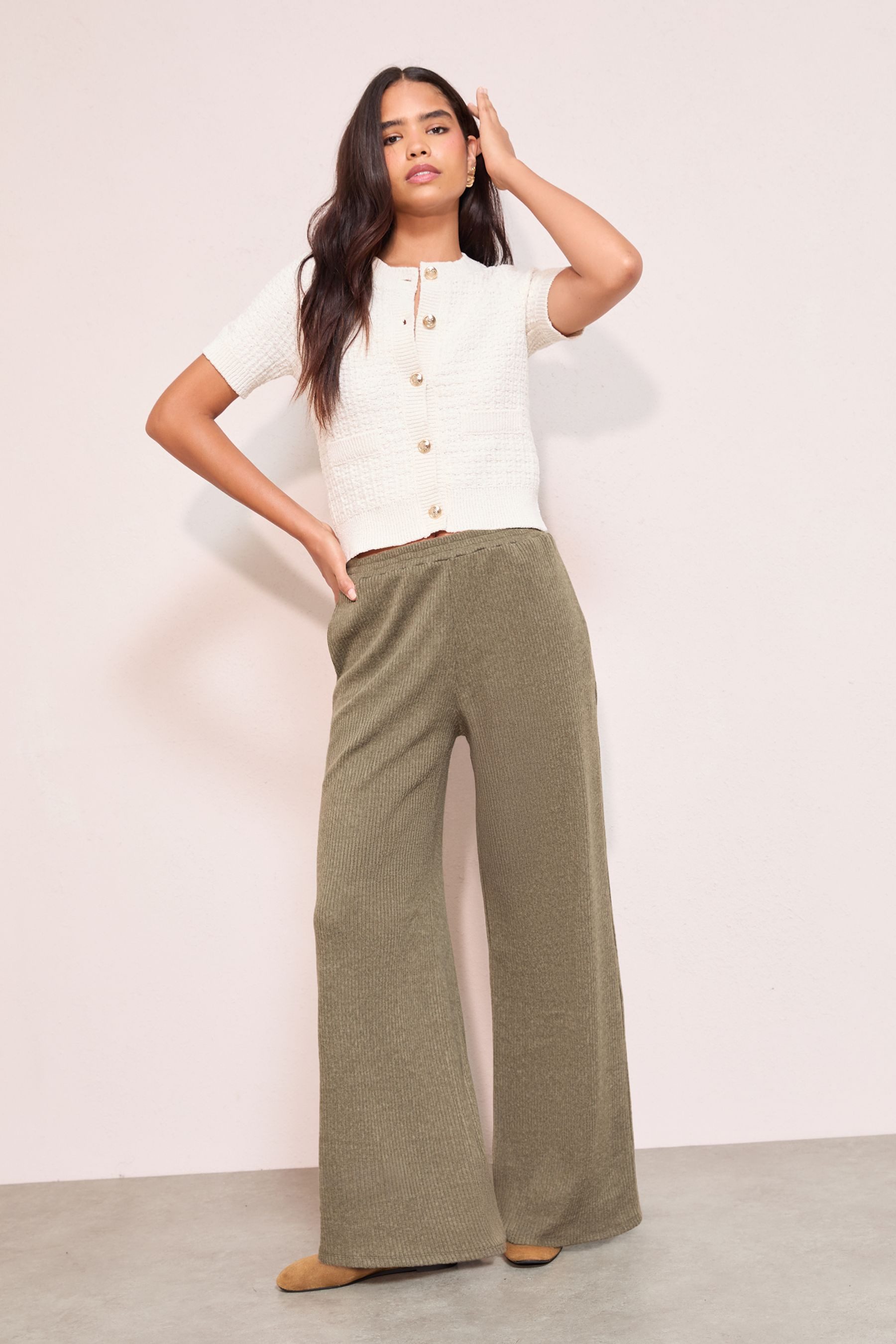 Friends Like These Dehnbund-Hose Friends Like These weite, gerippte Hose, Petite (1-tlg)