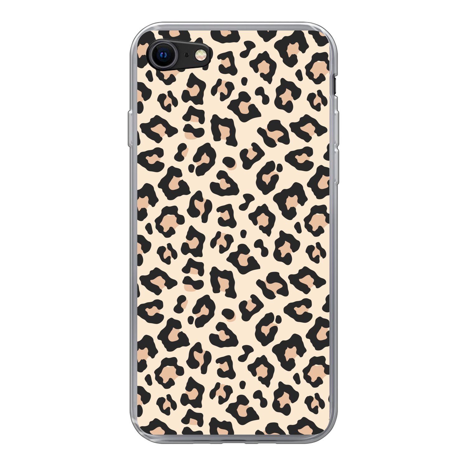 MuchoWow Handyhülle für Apple iPhone 7 Weiß - Rosa - Leopardenmuster, Smartphone-Bumper, Print, Handy Schutzhülle Dünn