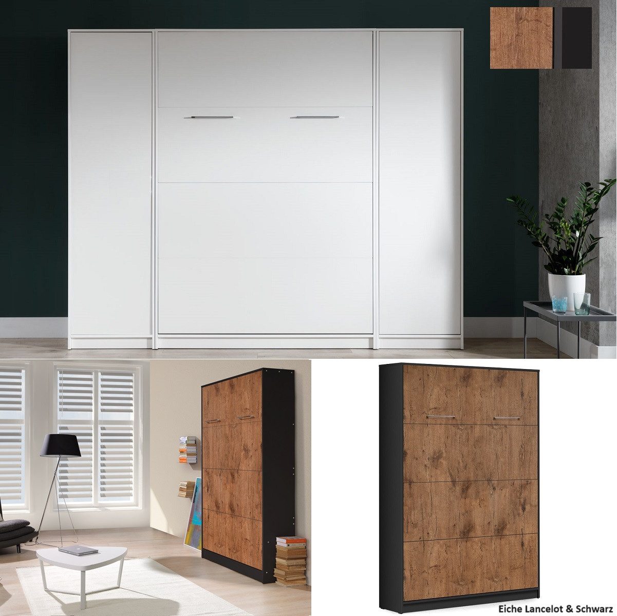 QMM TraumMöbel Schrankbett Klappbett VB 140 x 200 mit 2 Schränken (Möbel-Se günstig online kaufen