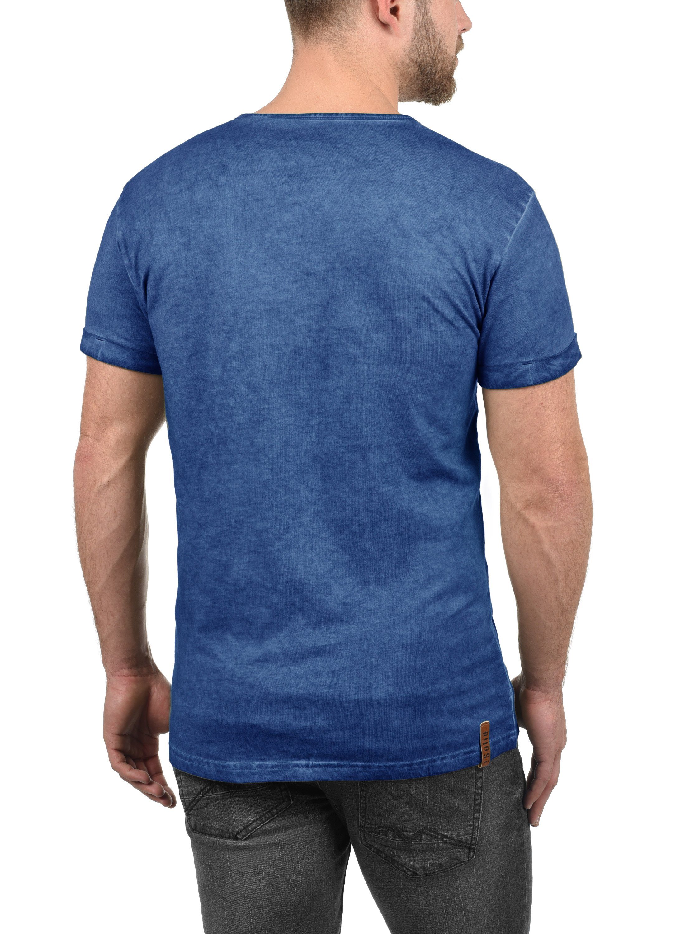 Rundhalsshirt mit SDTihn Faded Kurzarmshirt Blue !Solid (1542) Brusttasche
