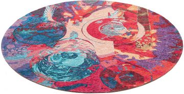 Teppich Keitum 008, Sansibar, rund, Höhe: 3 mm, Flachgewebe, modernes Design, Motiv Gläser & gekreuzte Säbel