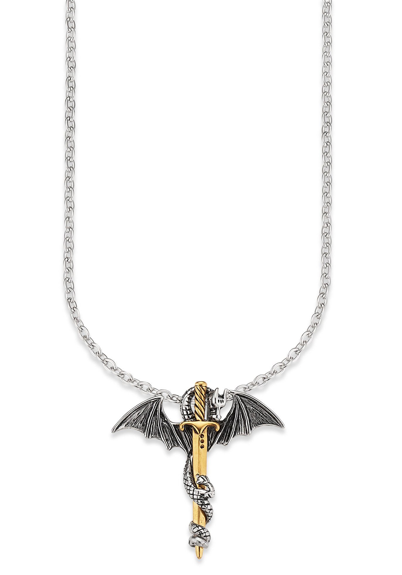 Bruno Banani Kette mit Anhänger Schmuck Geschenk Halskette Drache Schwert Kreuz Ankerette