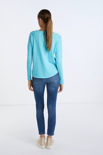 Rich & Ausschnittkante Langarmshirt Saum offener teal und mit ice Royal