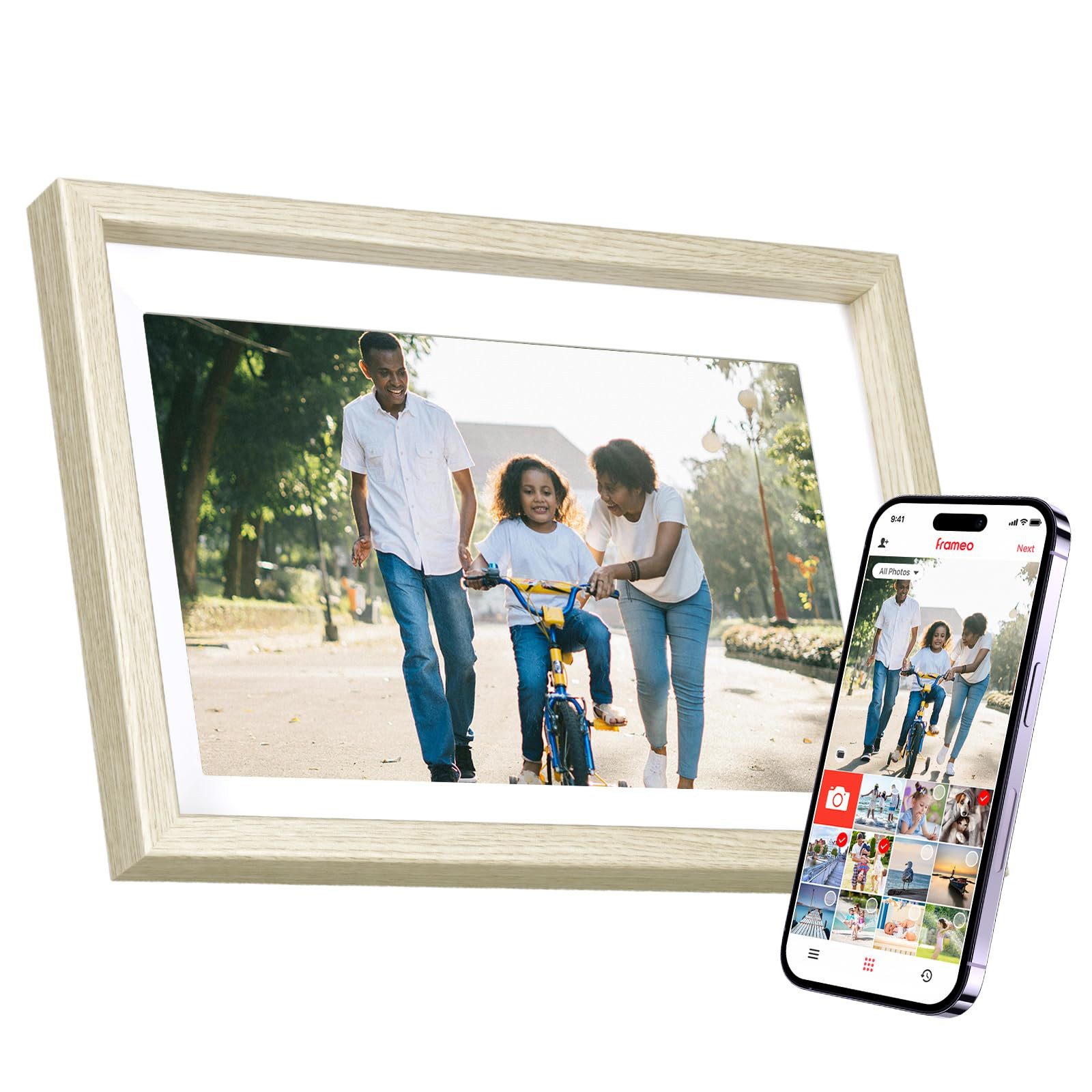 Rollei ROLLEI Smart Frame WiFi 108 Holzoptik Fichte Digitaler Рамки (WiFi, Touchscreen, 10,1 Zoll Display, 32 GB Speicher, Holzoptik)