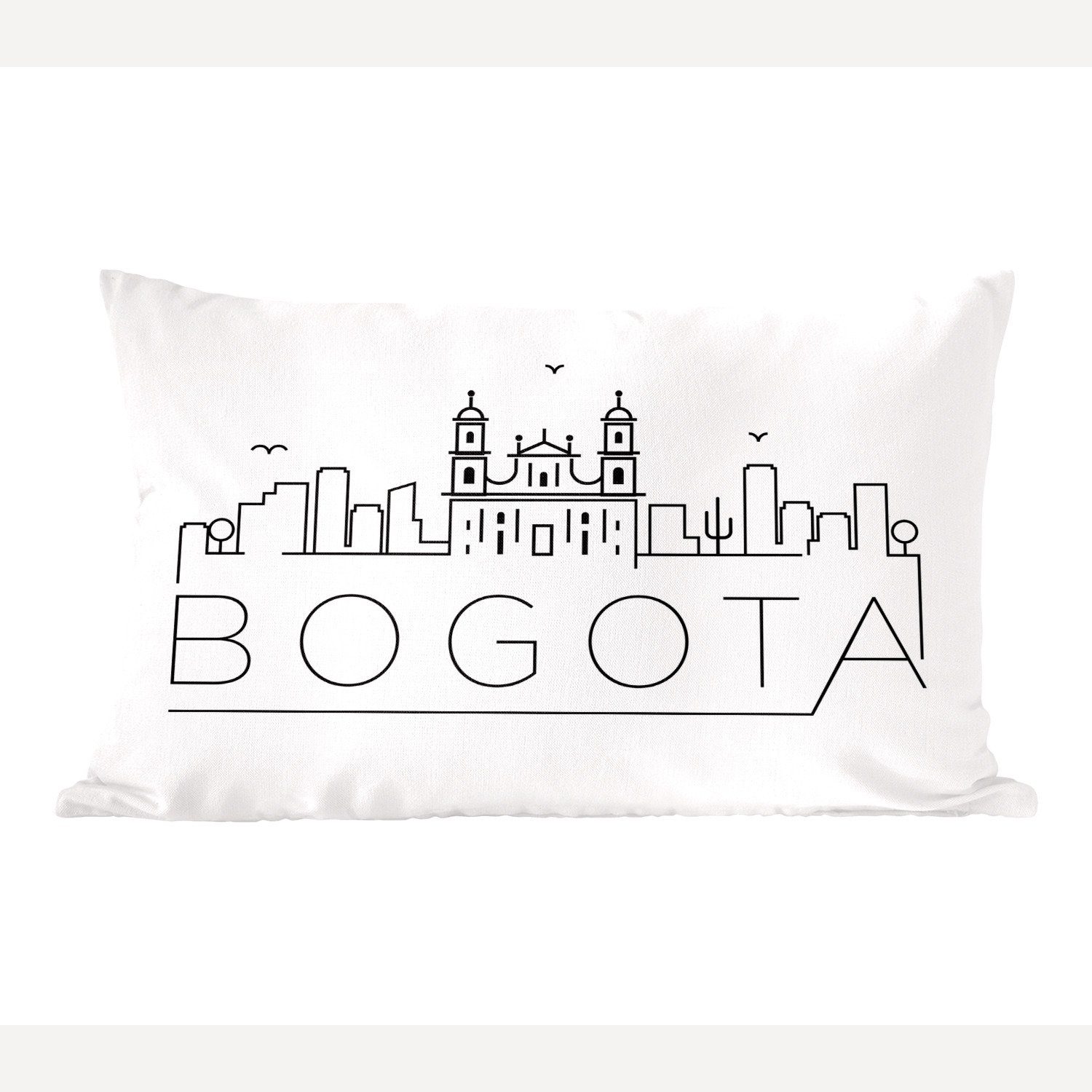 MuchoWow Dekokissen Skyline "Bogota" auf weißem Hintergrund, Wohzimmer Dekoration, Zierkissen, Dekokissen mit Füllung, Schlafzimmer
