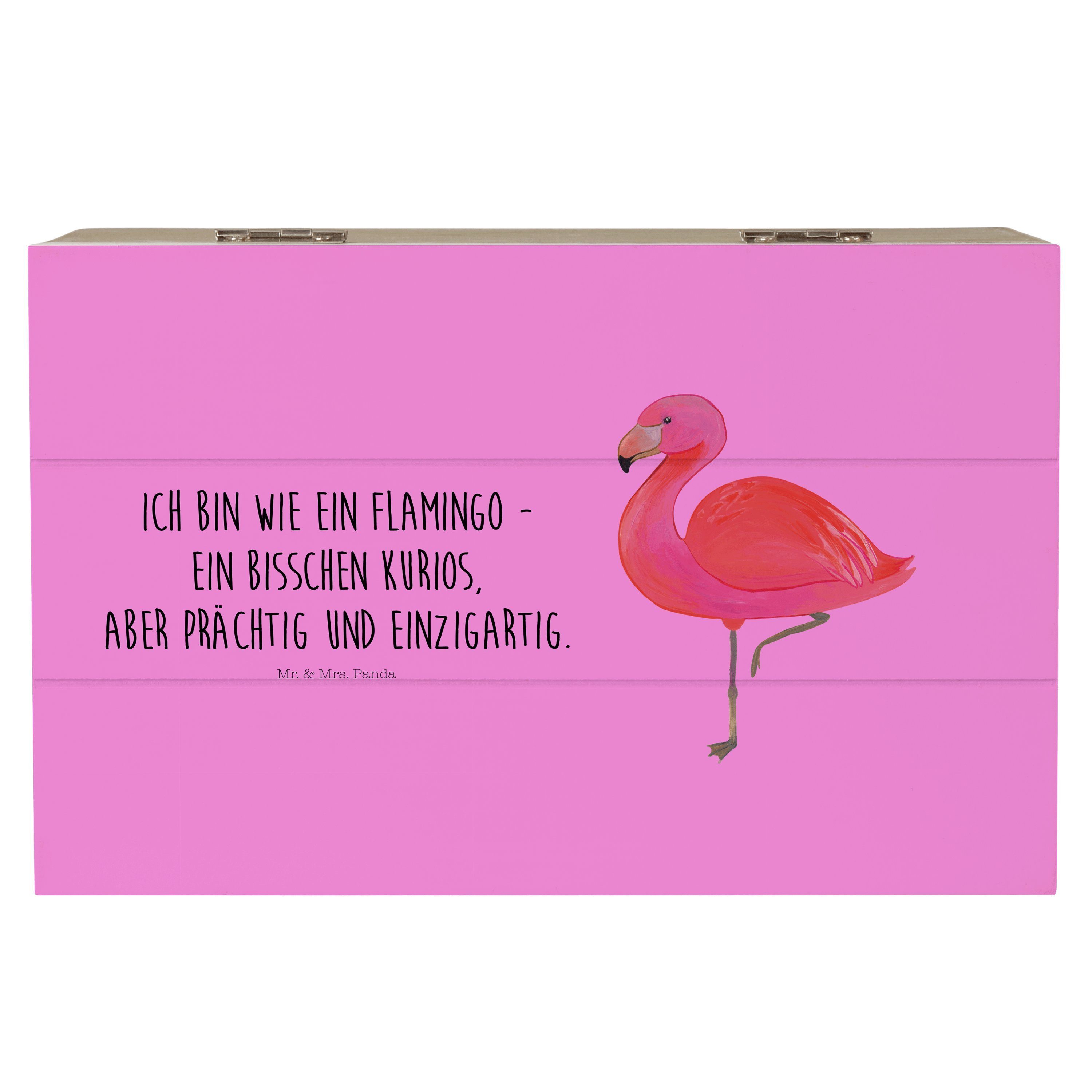 Mr. & Mrs. Panda Dekokiste 19 x 12 cm Flamingo Classic - Aquarell Pink - Geschenk, stolz, Kiste, (1 St), Einschlagscharniere.