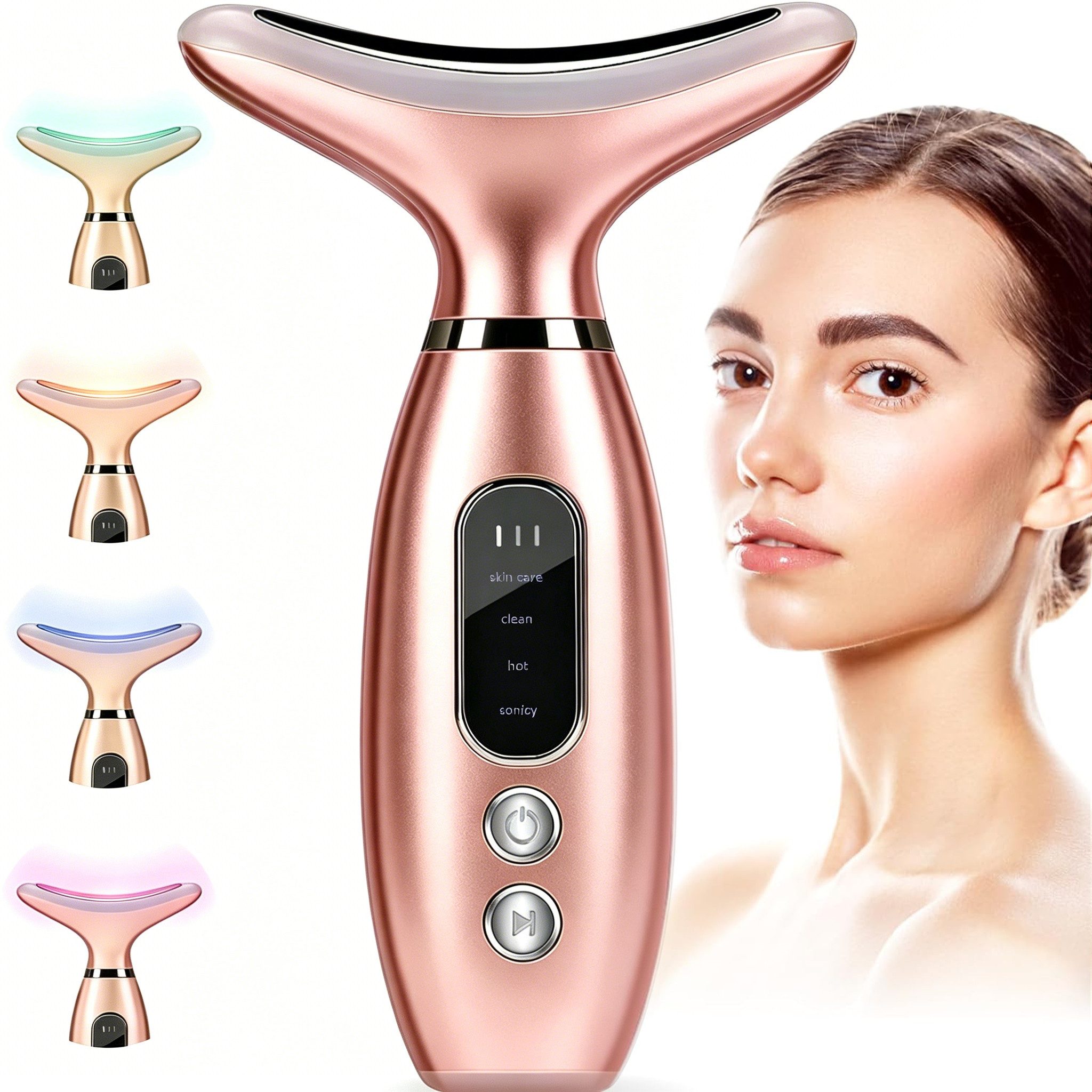 Gesichtsmassagegerät Gesicht Massagegerät 4-in-1 mit Wärmefunktion 45°C,Halsmassagegerät