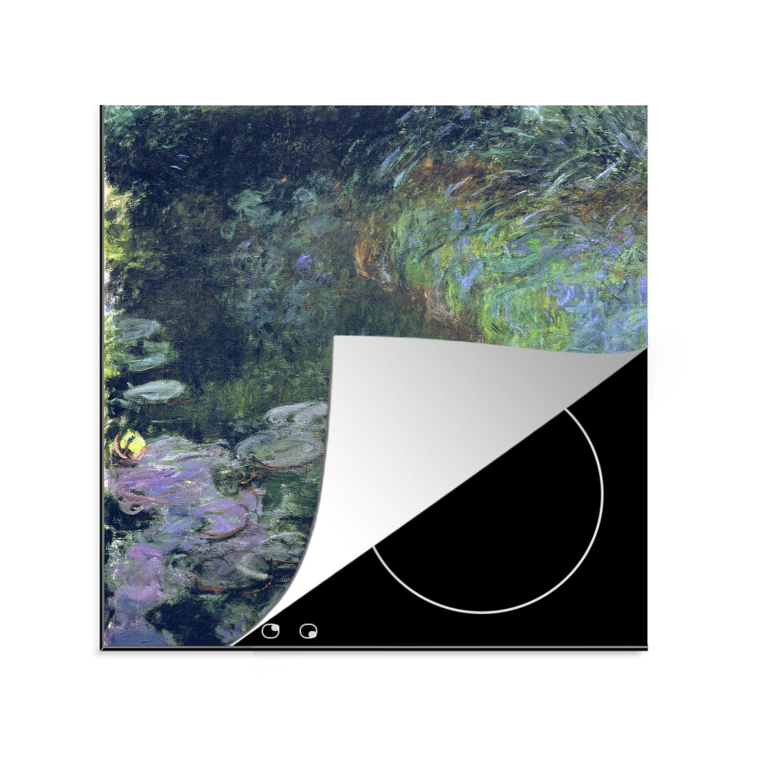 MuchoWow Herdblende-/Abdeckplatte tlg), - (1 78x78 Seerosen Monet, küche Vinyl, für Claude cm, Arbeitsplatte Ceranfeldabdeckung