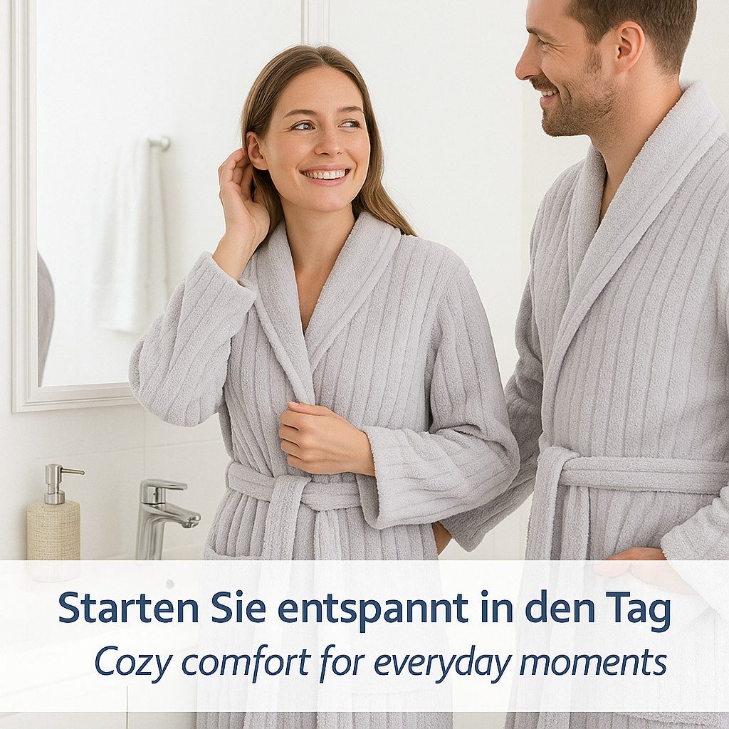 Betz Bademantel Microfaser mit Schalkragen - MALMÖ - für Herren und Damen, Gürtel