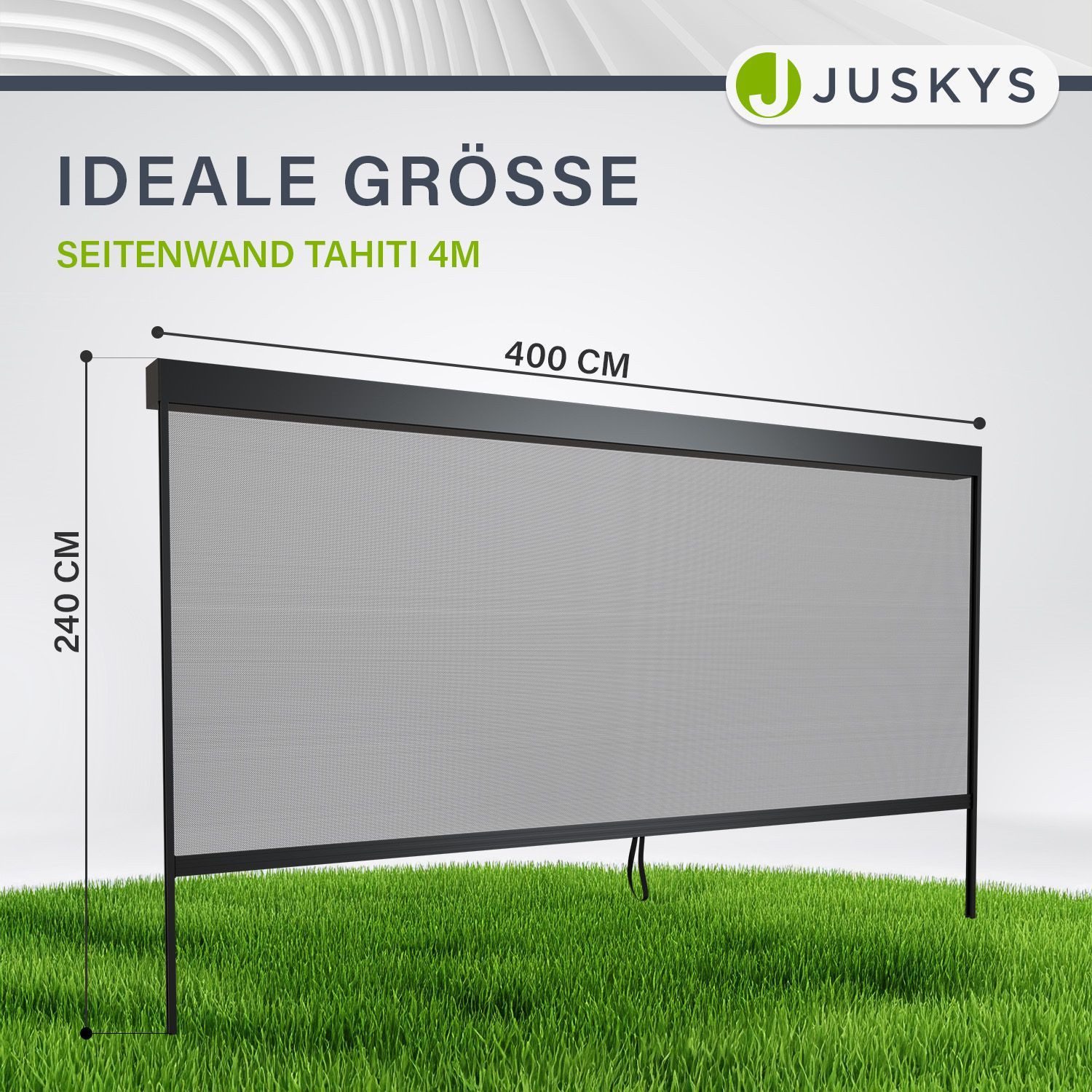 Juskys Pavillonseitenteil Tahiti, 400x240 cm, 4 m, Seitenwand für Lamellendach, Alu & Stoff, Rollo einstellbar – Bild 5 von 5