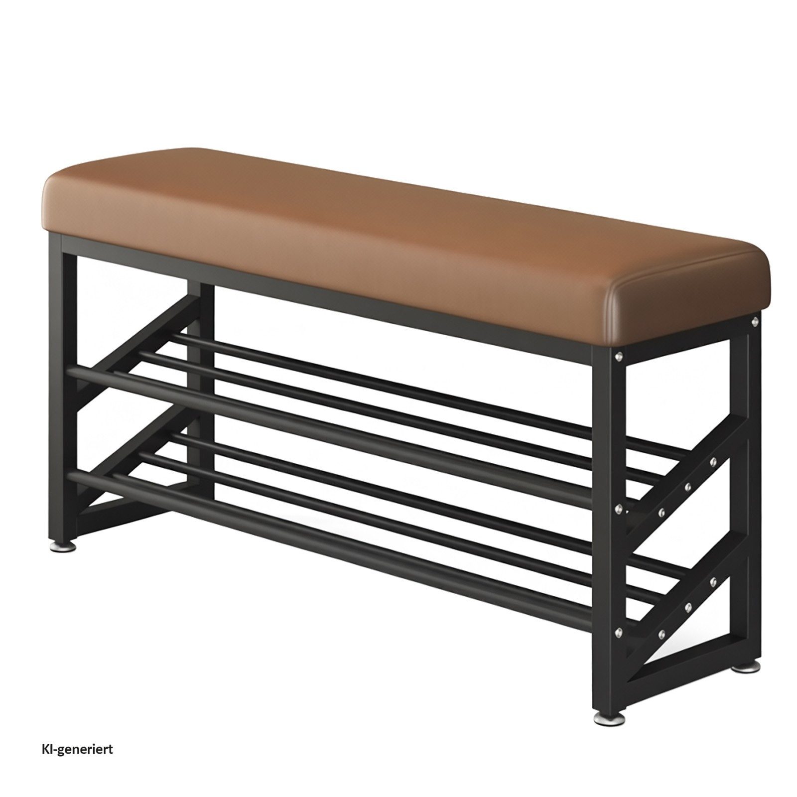 HTI-Living Schuhregal Metall 2 Ebenen mit Sitzkissen Braun, 1 Stück 1-tlg., Schuhbank
