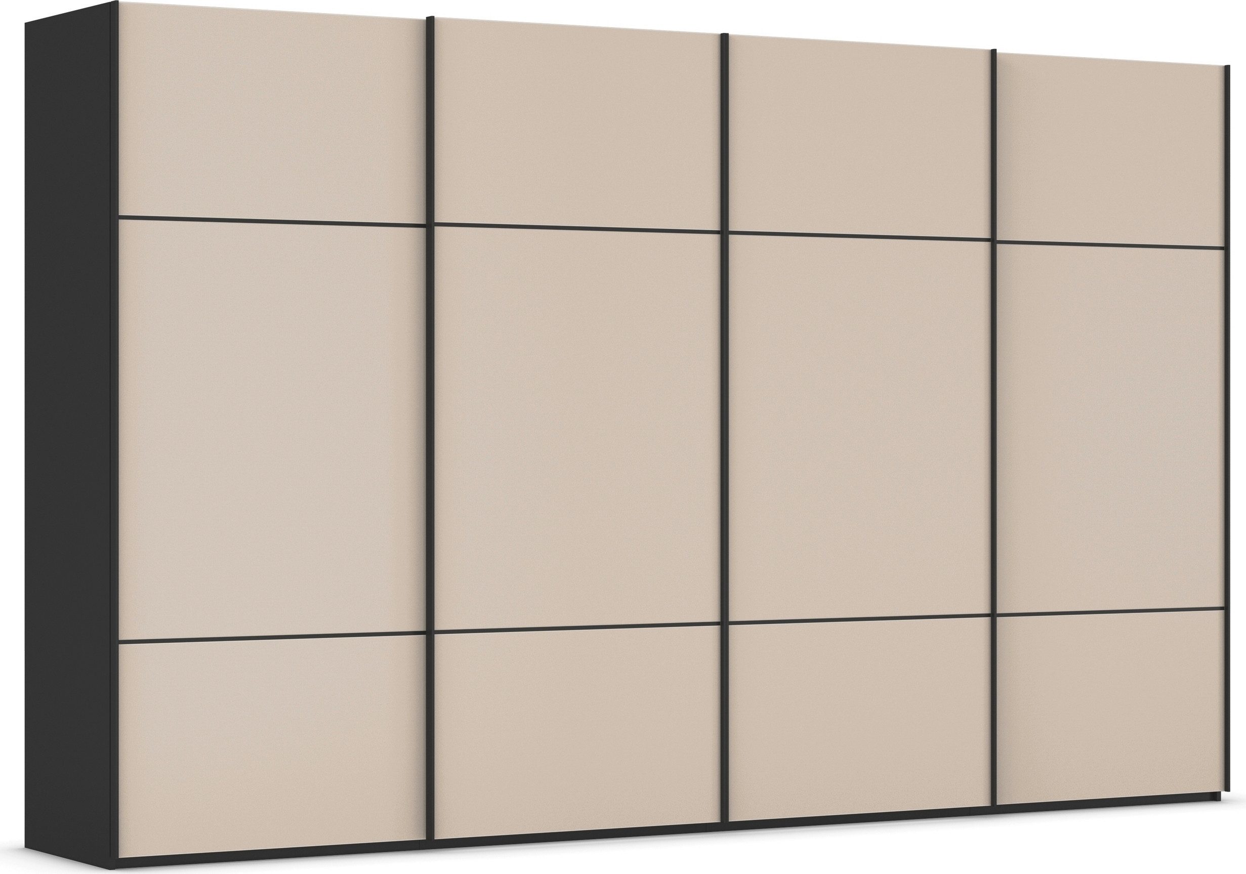 rauch Schwebetürenschrank Kleiderschrank Schrank Garderobe Schlafzimmerschrank SCALE-TRIO edle dreigeteilte Front mit 2 Zierleisten Glasfront MADE IN GERMANY